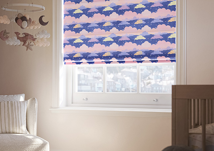 Cloudy Cosmos, Purple Twilight - Motorised Roman Blind - Image 5